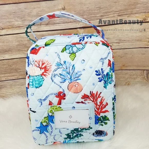 Vera Bradley Large Essential Backpack Anchors Aweigh Lunch Bunch Set Cotton Blue - Picture 15 of 16